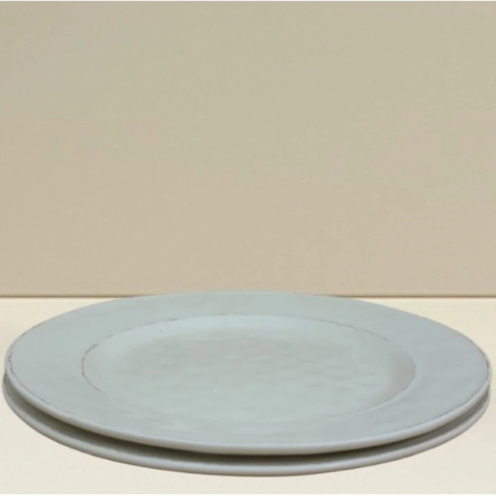 Pier 1 Martillo 11” Plates Dinner Set Replacements White Cream Brown Stoneware